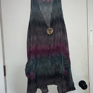 Chic Asymmetrical Dress in Black, Pink, and Blue